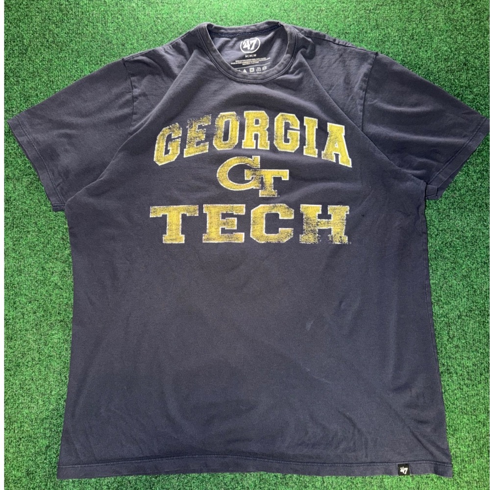 47 Brand Georgia Tech Yellow Jackets Navy Blue Graphic T-Shirt Mens Medium